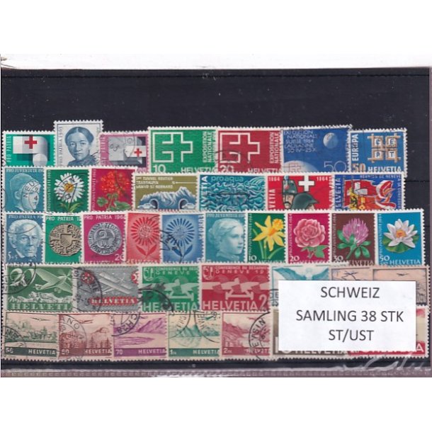 Schweiz Samling - 38 stk.  stemplet/ustemplet