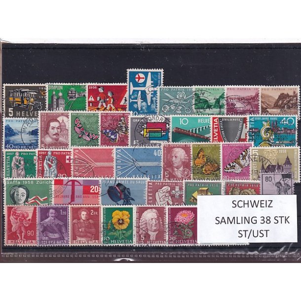 Schweiz Samling - 38 stk.  stemplet/ustemplet