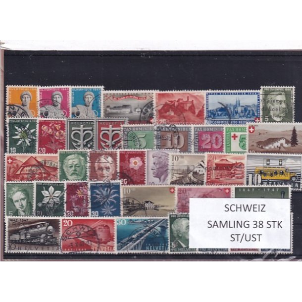 Schweiz Samling - 38 stk.  stemplet/ustemplet