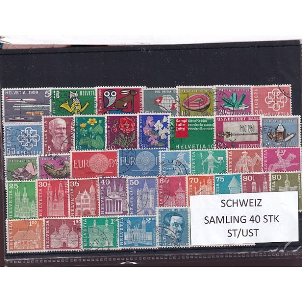 Schweiz Samling - 40 stk.  stemplet/ustemplet