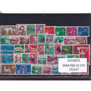 Schweiz Samling - 42 stk.  stemplet/ustemplet