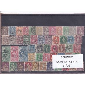 Schweiz Samling - 51 stk.  stemplet/ustemplet