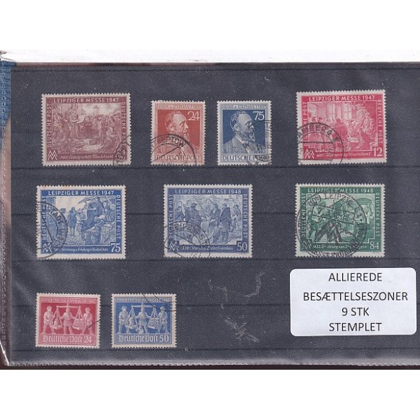 Allierede Bes�ttelseszoner - Tyskland  - 9 Stk. Stemplet