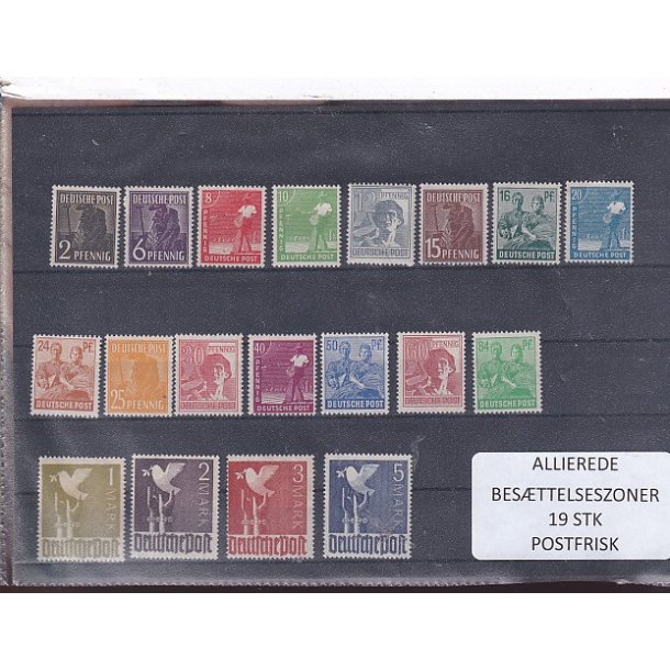 Allierede Bes�ttelseszoner - Tyskland  - 19 Stk. Postfrisk