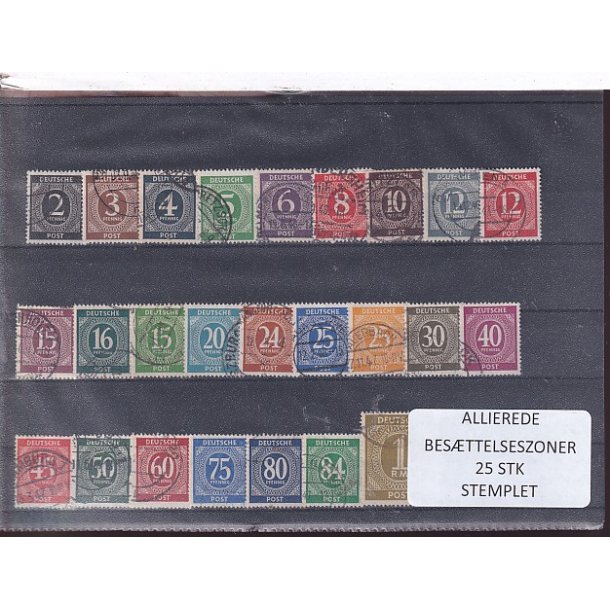 Allierede Bes�ttelseszoner - Tyskland  - 25 Stk. Stemplet