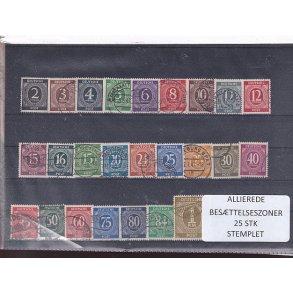 Allierede Bes�ttelseszoner - Tyskland  - 25 Stk. Stemplet