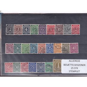 Allierede Bes�ttelseszoner - Tyskland  - 25 Stk. Stemplet
