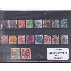 Allierede Bes�ttelseszoner - Tyskland  - 18 Stk. Stemplet