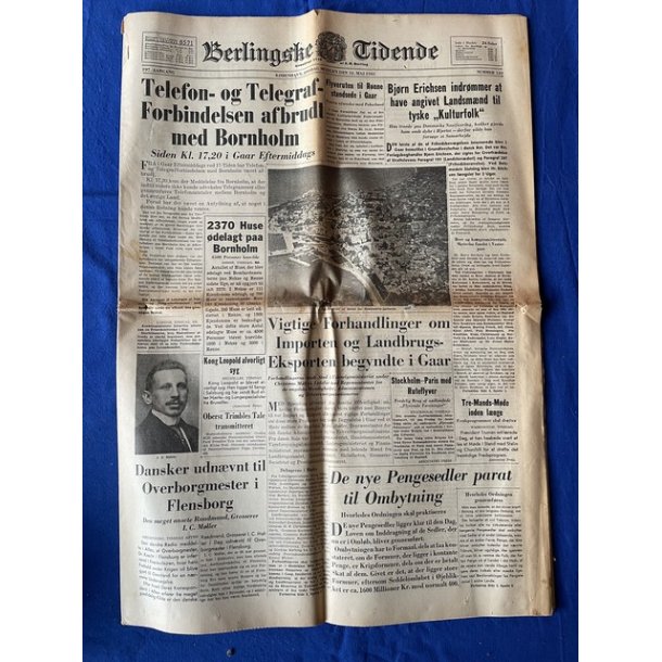 Avis - Berlingske Tidende - 16. Maj 1945 - Telefon forbindelsen til Bornholm afbrudt  ?