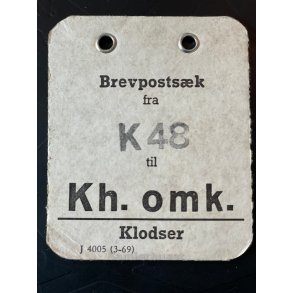 Brevpostsk mrke fra K 48 - til Kh. omk. - Klodser