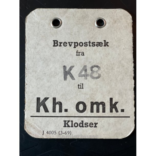 Brevpostsk mrke fra K 48 - til Kh. omk. - Klodser