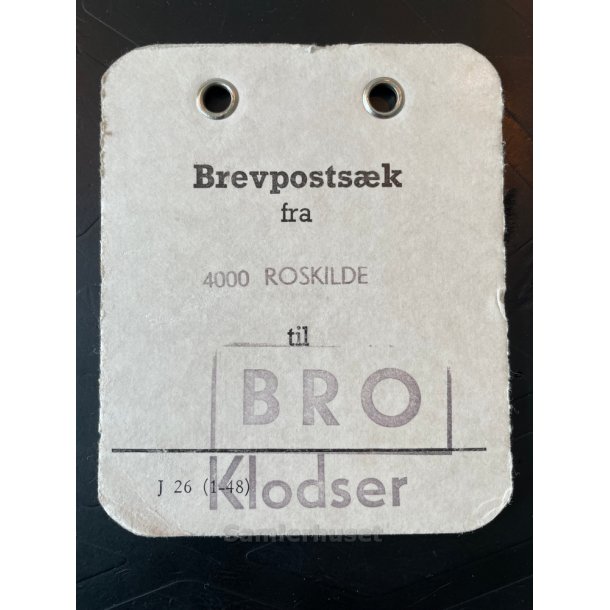Brevpostsk mrke fra 4000 Roskilde til BRO - Klodser