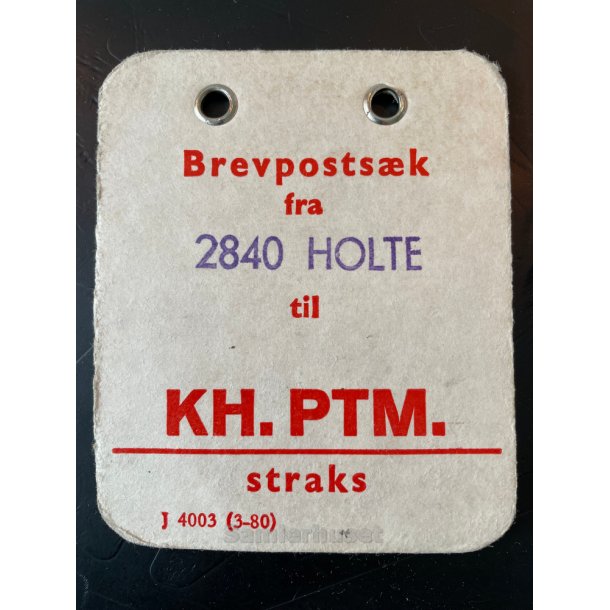 Brevpostsk mrke fra 2840 Holte - til KH. PTM. - straks