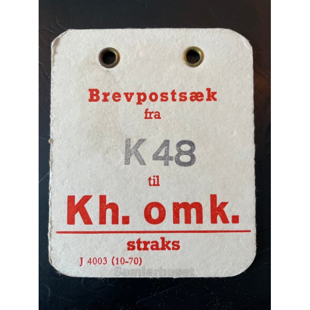 Brevpostsk mrke fra Kh.48 - til Kh. omk. - straks