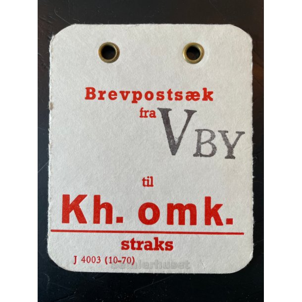 Brevpostsk mrke fra VBY- til Kh. omk. - straks