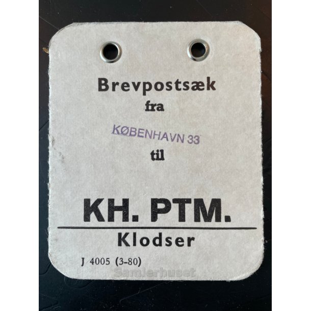 Brevpostsk mrke fra Kbenhavn 33 - til KH. PTM. - Klodser