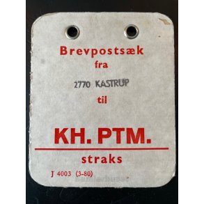 Brevpostsk mrke fra 2770 Kastrup - til KH. PTM. - Straks
