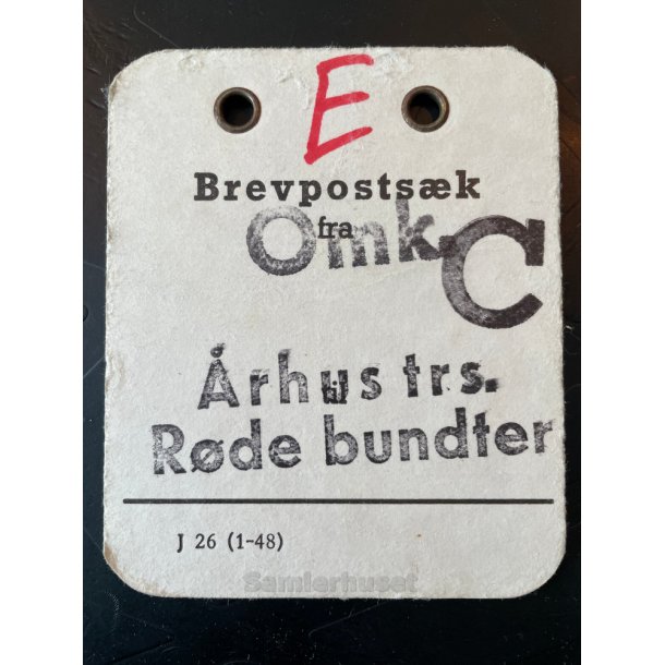 Brevpostsk mrke fra OMK. C. - til rhus trs. - Rde bundter.
