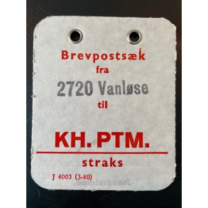 Brevpostsk mrke fra Kbenhavn 2720 Vanlse - til KH. PTM. - Straks