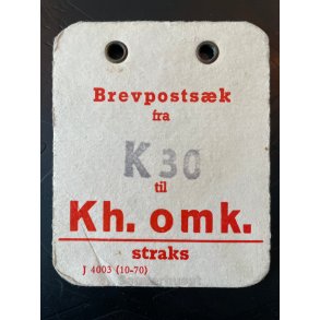 Brevpostsk mrke fra Kh. 30 - til Kh. omk. - straks