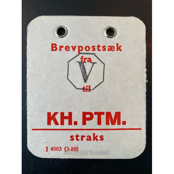 Brevpostsk mrke fra V. - til KH. PTM. - Straks.