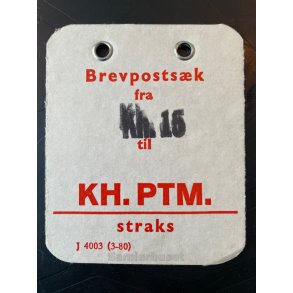 Brevpostsk mrke fra Kh. 15 - til KH. PTM. - straks