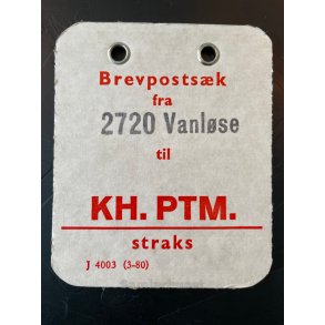 Brevpostsk mrke fra 2720 Vanlse - til KH. PTM. - straks