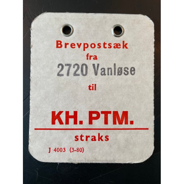 Brevpostsk mrke fra 2720 Vanlse - til KH. PTM. - straks