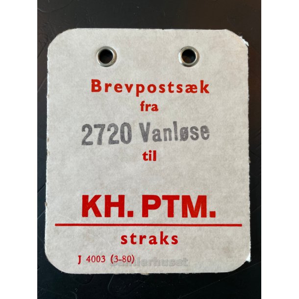Brevpostsk mrke fra 2720 Vanlse - til KH. PTM. - straks