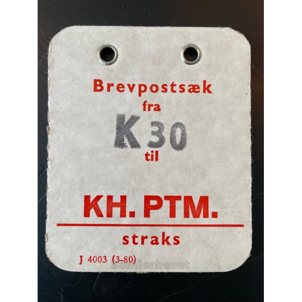 Brevpostsk mrke fra K 30 - til KH. PTM. - straks