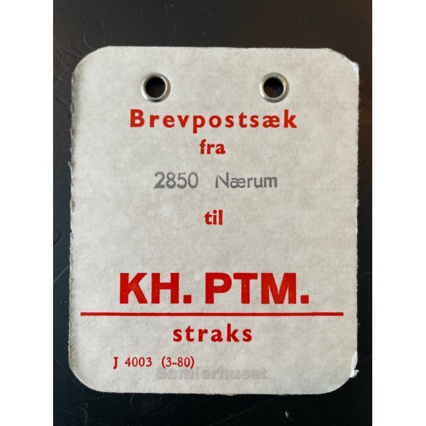 Brevpostsk mrke fra 2850 Nrum - til KH. PTM. - straks