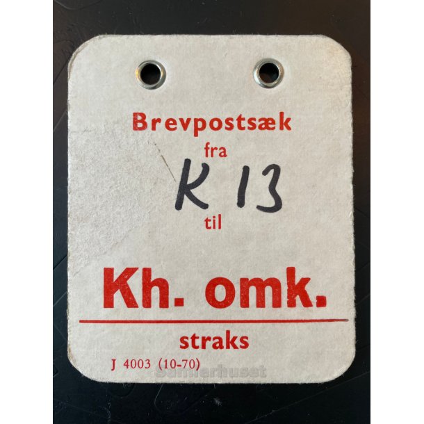 Brevpostsk mrke fra K 13 - til KH. PTM. - straks