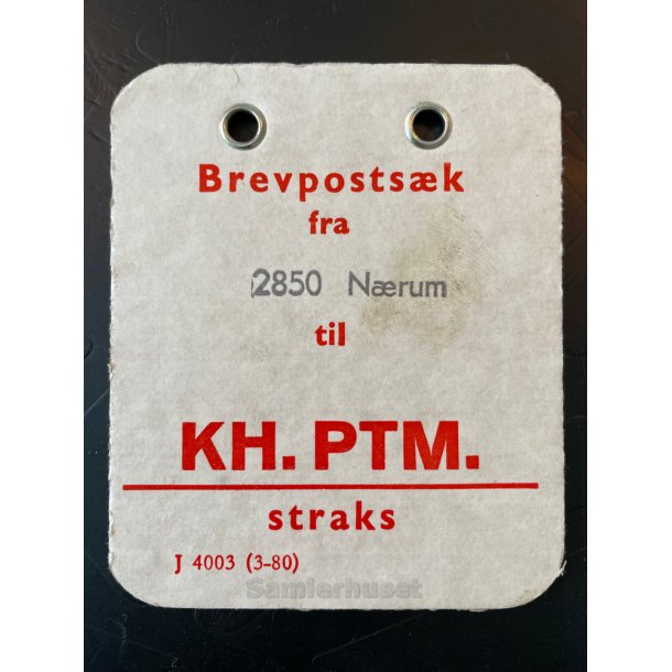  Brevpostsk mrke fra 2850 - til KH. PTM. - straks