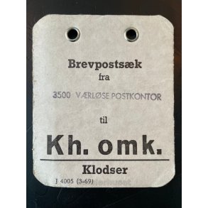 Brevpostsk mrke fra 3500 Vrlse - til Kh. omk. - Klodser
