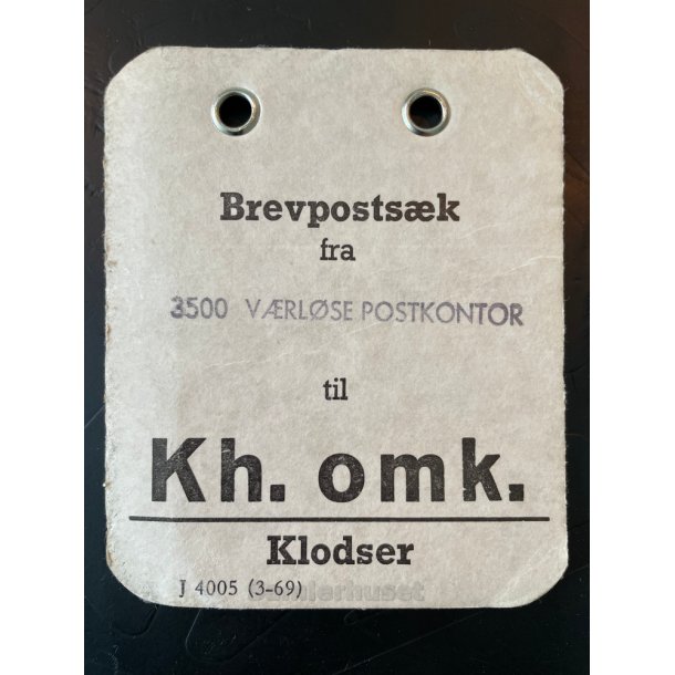 Brevpostsk mrke fra 3500 Vrlse - til Kh. omk. - Klodser