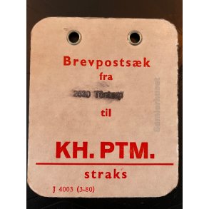 Brevpostsk mrke fra 2630 Tstrup - til KH. PTM. - straks