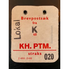 Brevpostsk mrke fra Lokal K - til KH. PTM - Straks