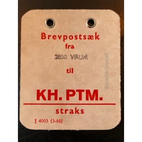 Brevpostsk mrke fra 2830 Virum - til KH. PTM. - straks