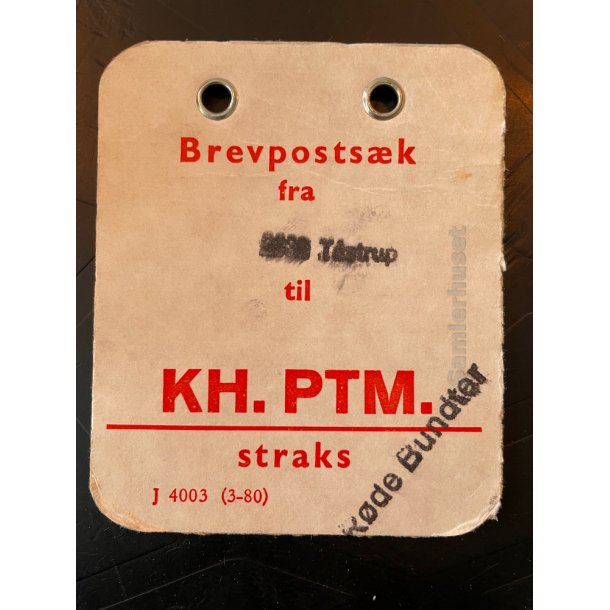 Brevpostsk mrke fra 2630 Tstrup - til KH. PTM. - Rde Bundter - straks