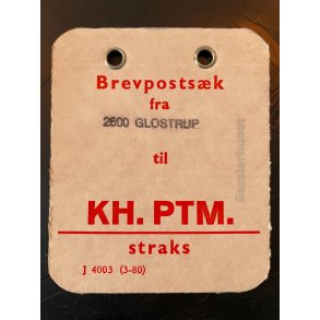 Brevpostsk mrke fra 2600 Glostrup - til KH. PTM. - Straks