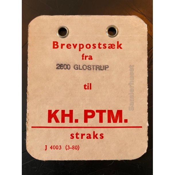 Brevpostsk mrke fra 2600 Glostrup - til KH. PTM. - Straks