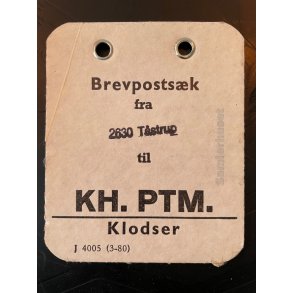 Brevpostsk mrke fra 2630 Tstrup - til KH. PTM. - Klodser
