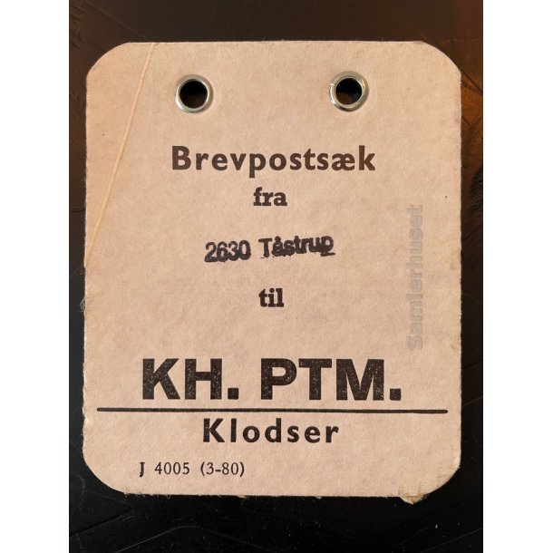 Brevpostsk mrke fra 2630 Tstrup - til KH. PTM. - Klodser