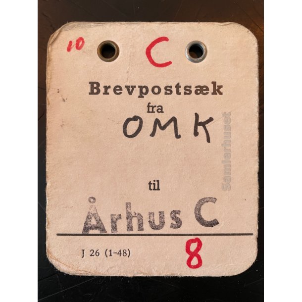 Brevpostsk mrke fra OMK.  - til rhus C. - 8