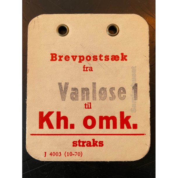 Brevpostsk mrke fra Vanlse 1 - til Kh. omk. - straks