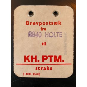 Brevpostsk mrke fra 2840 Holte - til KH. PTM. - straks