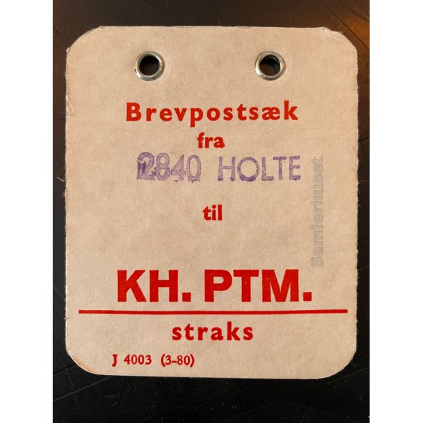 Brevpostsk mrke fra 2840 Holte - til KH. PTM. - straks