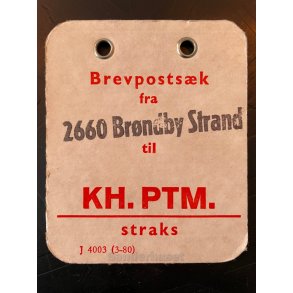 Brevpostsk mrke fra 2660 Brndby Strand - til KH. PTM. - Straks