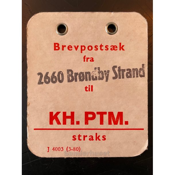 Brevpostsk mrke fra 2660 Brndby Strand - til KH. PTM. - Straks