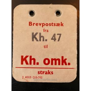 Brevpostsk mrke fra Kh. 47 - til Kh. omk. - straks